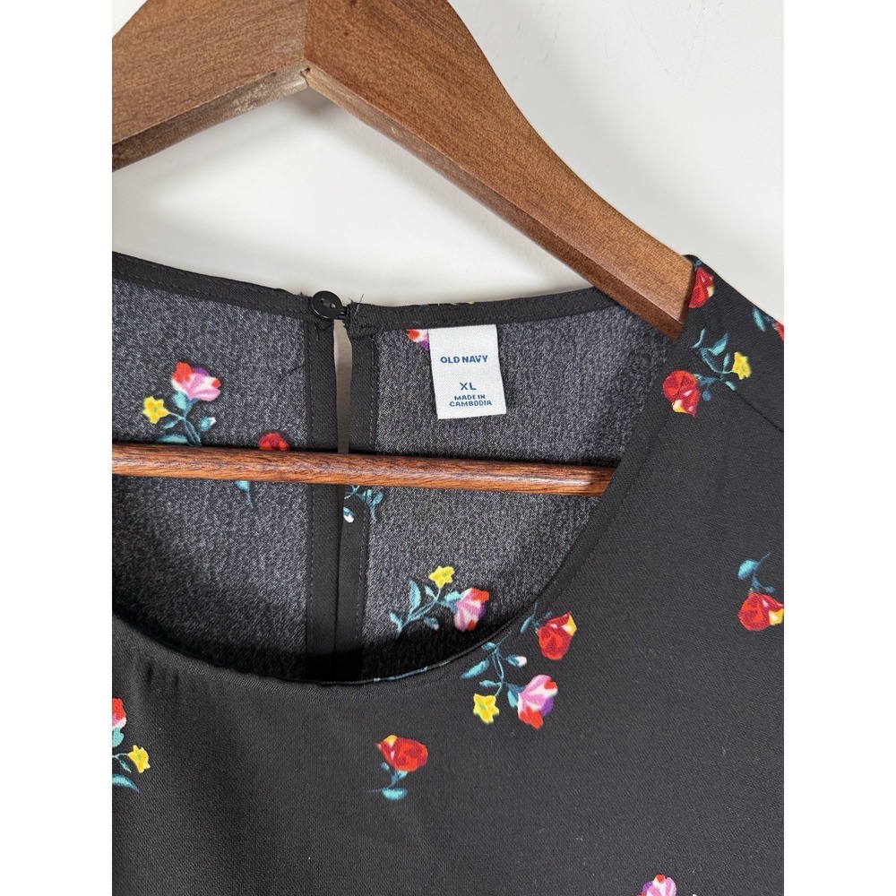 Old Navy Women's Dress Long‎ Sleeve Black Floral Multicolor Size XL NWOT - Picture 5 of 6